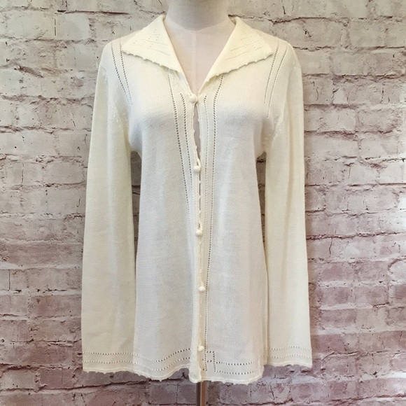 Vintage Catalina Cardigan Ivory Classic timeless M - Picture 1 of 5